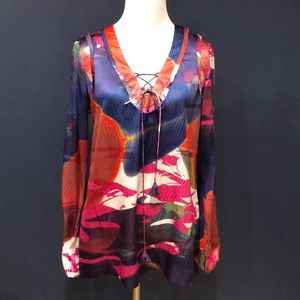 Tory Burch abstract print silk tunic. NWT